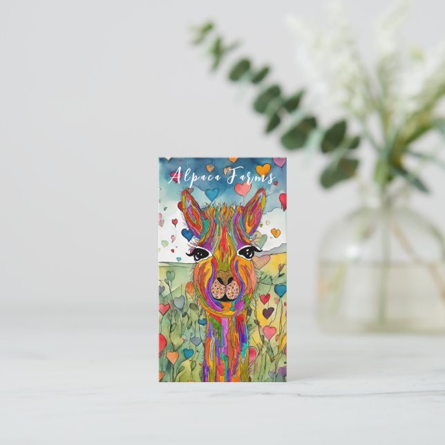 Cute and Colorful Llama/Alpaca Business Card (Standing Front)
