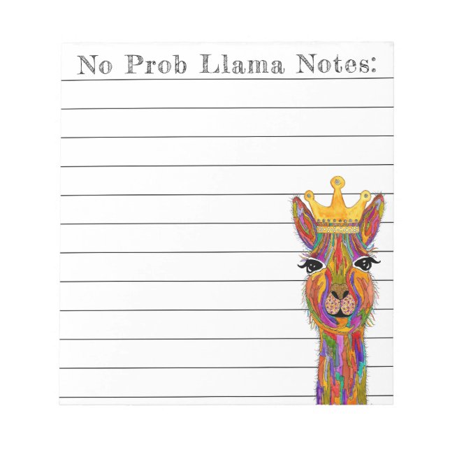 Cute and Colorful  Llama Alpaca Notepad (Front)