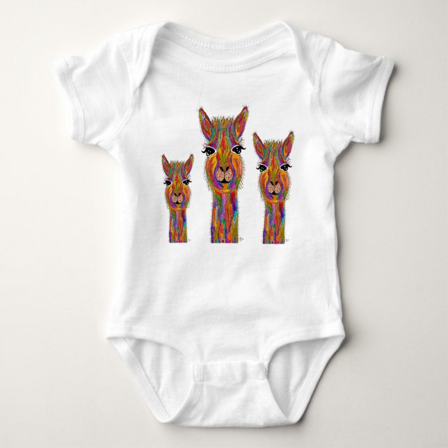 Cute and Colorful Llama Baby Bodysuit (Front)