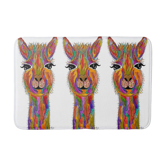 Cute and Colorful Llama Bath Mat (Front)