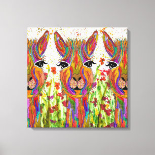 Cute and Colorful Llama Canvas - 20" x 20"
