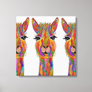 Cute and Colorful Llama Canvas - 20" x 20"