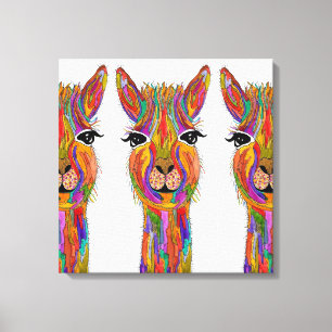 Cute and Colorful Llama Canvas - 20" x 20"