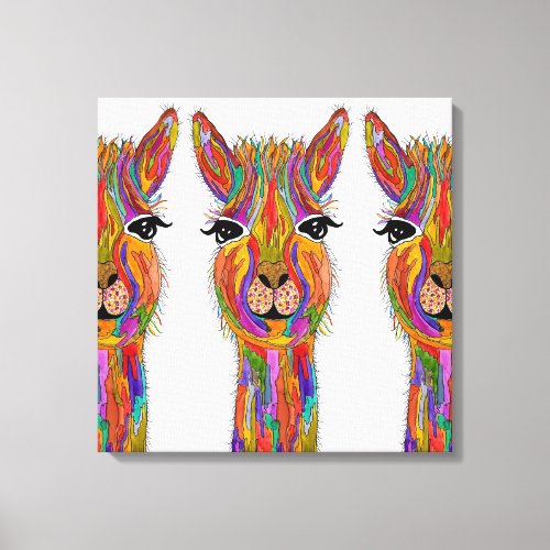Cute and Colorful Llama Canvas _ 20 x 20
