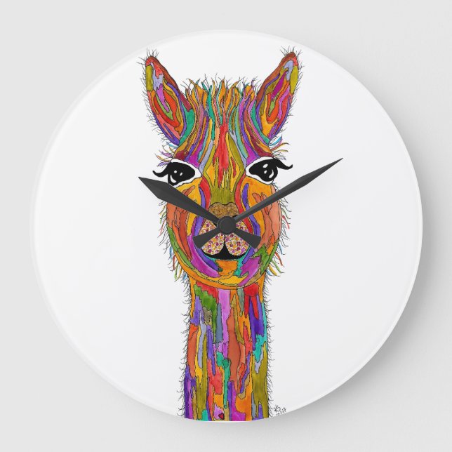 Cute and Colorful Llama Clock (Front)