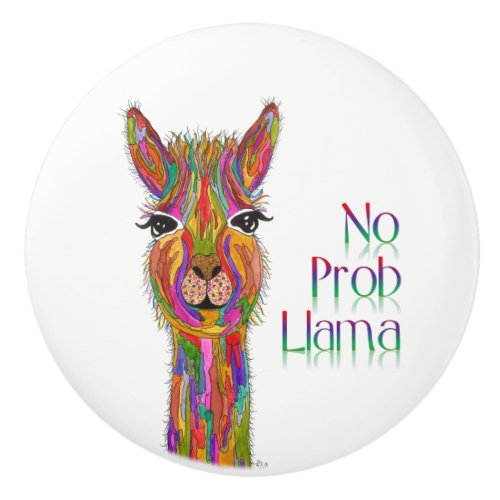 Cute and Colorful Llama Door Knob _ Ceramic