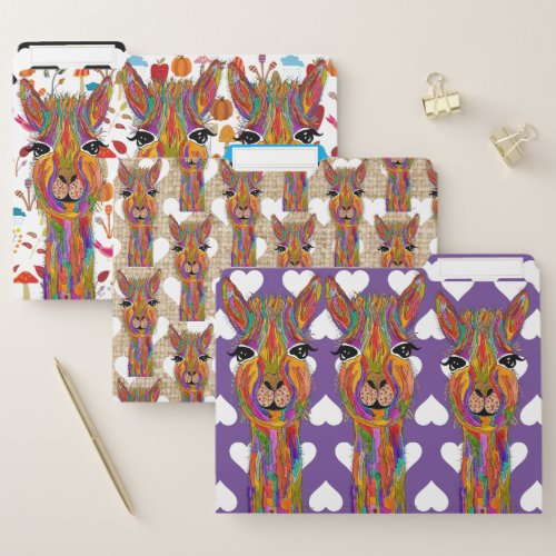 Cute and Colorful Llama File Folders