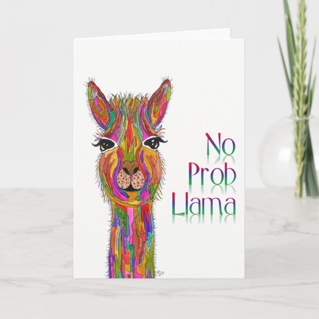 Cute and Colorful Llama Greeting Card (Front)