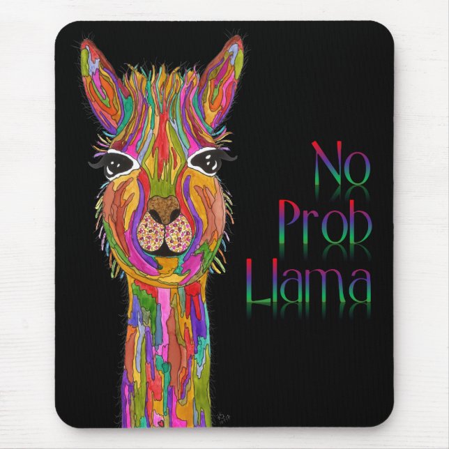 Cute and Colorful Llama Mouse Pad (Front)