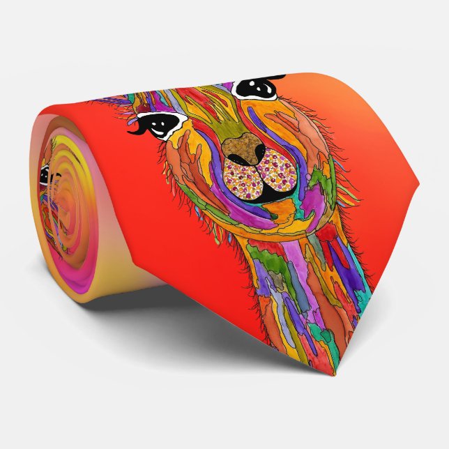 Cute and Colorful Llama Neck Tie (Rolled)