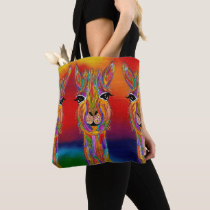 Cute and Colorful Llama Tote Bag