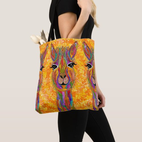 Cute and Colorful Llama Tote Bag