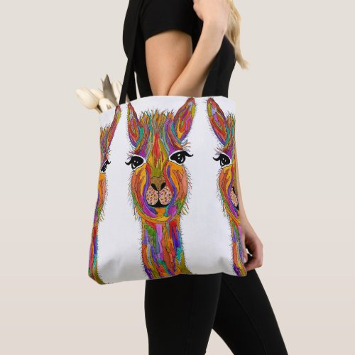 Cute and Colorful Llama Tote Bag