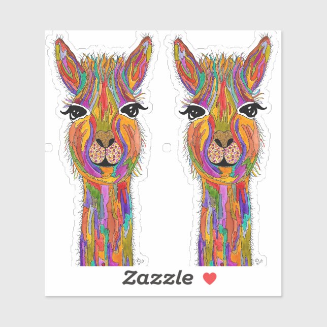 Cute and Colorful Llama Vinyl Stickers (Sheet)