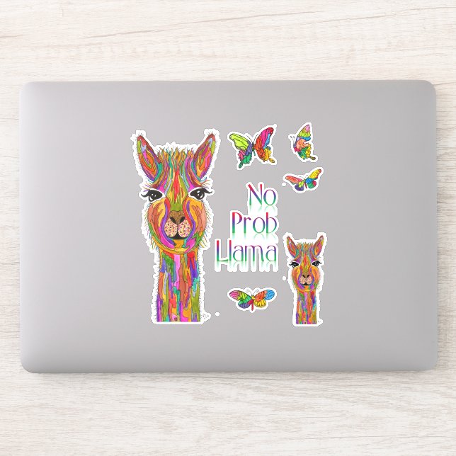 Cute and Colorful Llama Vinyl Stickers (Computer)