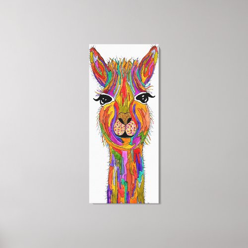 Cute and Colorful Llama Wrapped Canvas