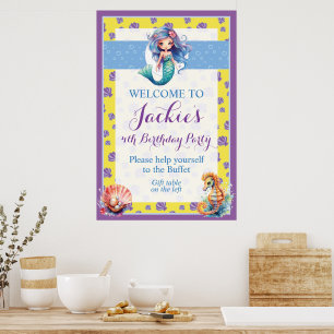 Cute and Colorful Magic Mermaid Poster