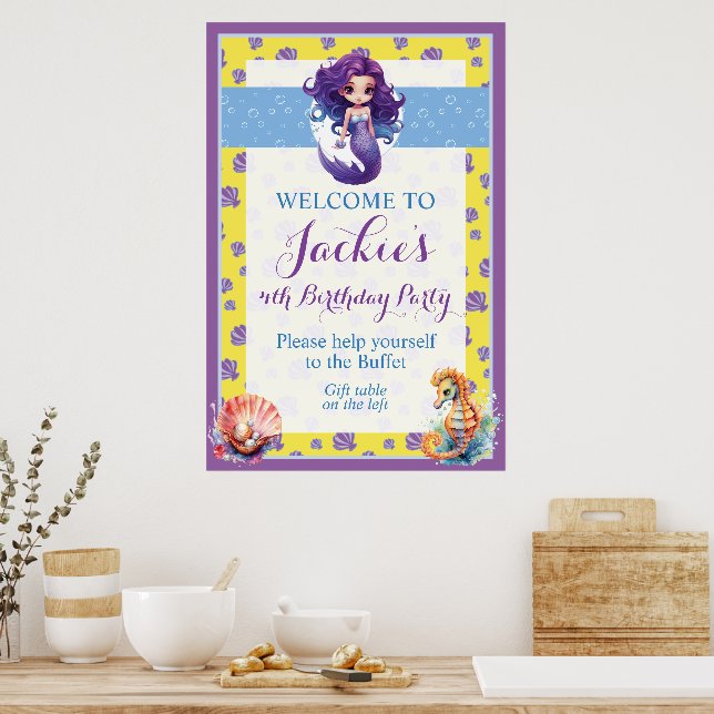 Cute and Colorful Magic Mermaid Poster (Kitchen)