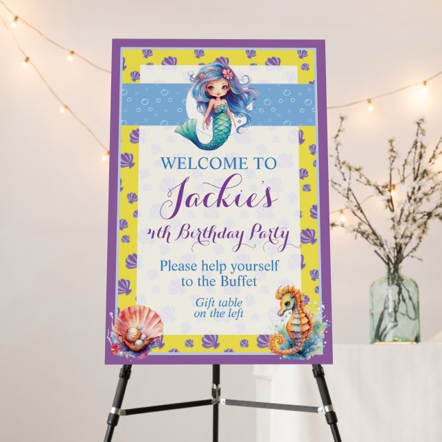 Cute and Colorful Magic Mermaid Welcome Sign (In Situ (Stand))