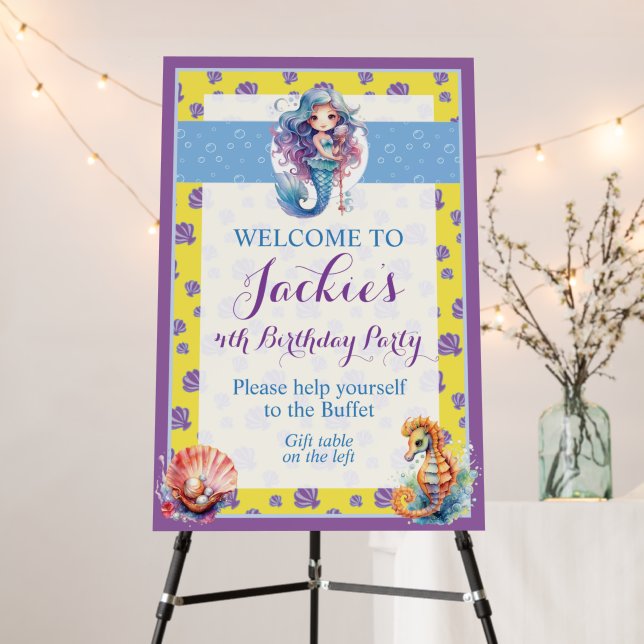 Cute and Colorful Magic Mermaid Welcome Sign (In Situ (Stand))