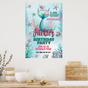 Cute and Colorful Mermaid Poster
