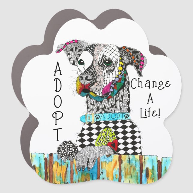 Cute and Colorful Mixed Breed Dog Car Magnet (Front)