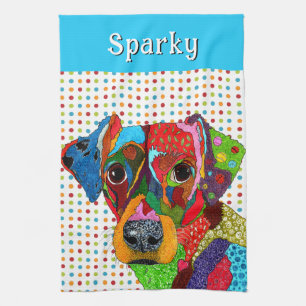 Cute and Colorful Mixed Breed Dog Kitchen Towel
