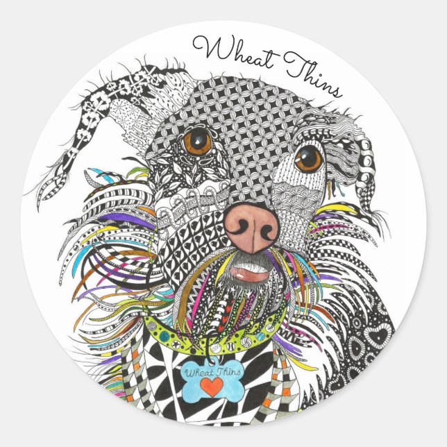 Cute and Colorful Mixed Breed Terrier Dog Sticker (Front)