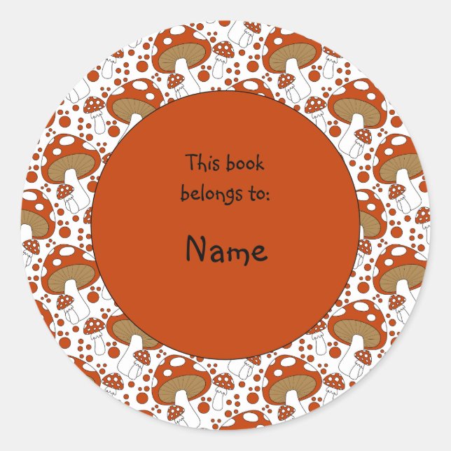 cute and colorful mushroom  classic round sticker (Front)