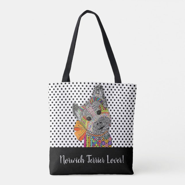 Cute and Colorful Norwich Terrier Lover Tote Bag (Back)