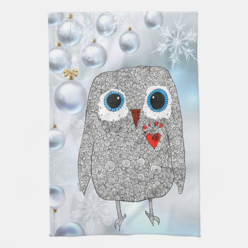 Cute and Colorful Owl Christmas Kitchen Towel