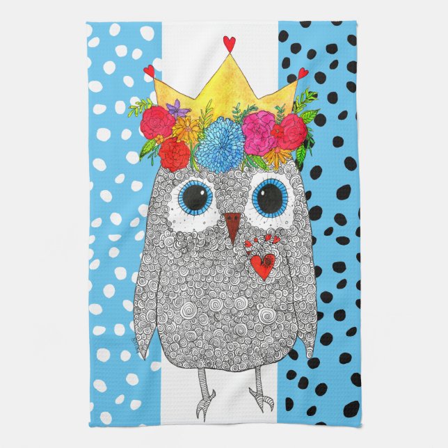 Cute and Colorful Owl Kitchen Towel (Vertical)