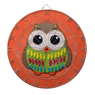 Cute and Colorful Owl Orange Dartboard