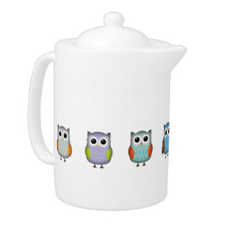 Cute and Colorful Owls Teapot