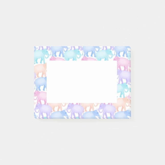 Cute and Colorful Pastel Elephant Pattern Post-it Notes (Front)