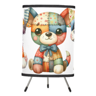 CUTE AND COLORFUL PATCHWORK PUPPY DOGS TRIPOD LAMP