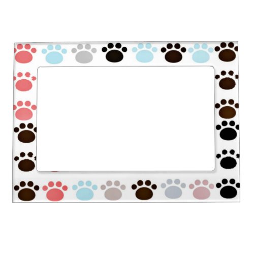 Cute and Colorful Paw Print Pattern Magnetic Frame