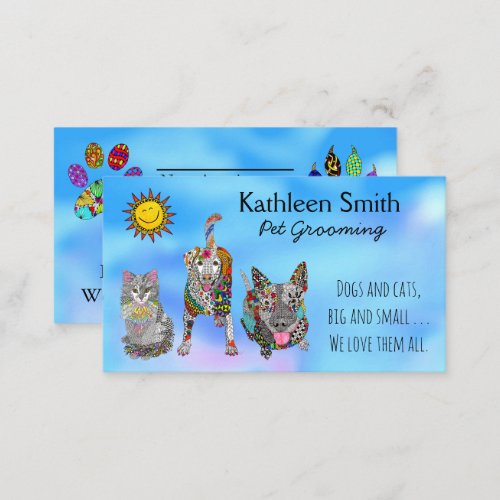 Cute and Colorful Pet Grooming Business Cards