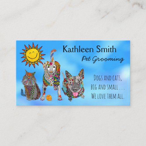 Cute and Colorful Pet Grooming Business Cards