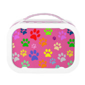 Cute and Colorful Pet Paw Prints Pattern Monogram Lunch Box (Back)