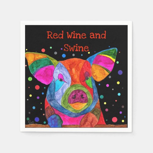 Cute and Colorful Pig Cocktail Napkins