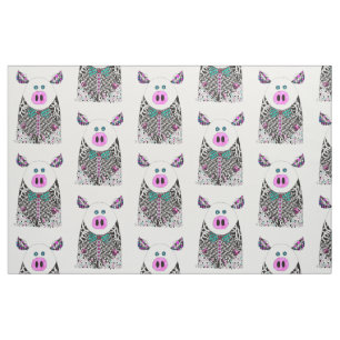 Cute and Colorful Pig Fabric