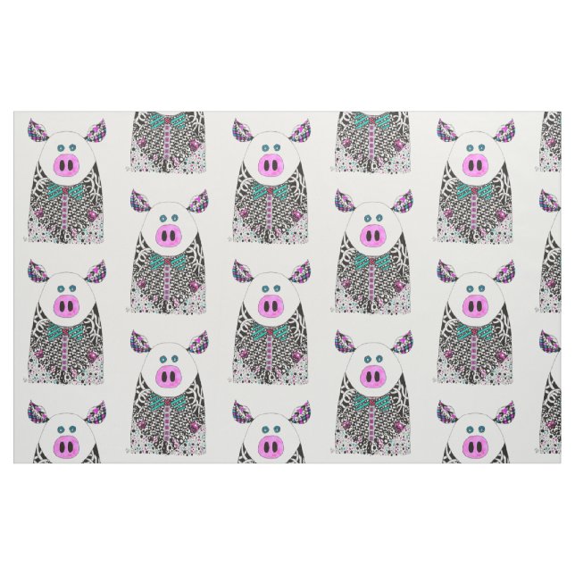 Cute and Colorful Pig Fabric (Fat Quarter)