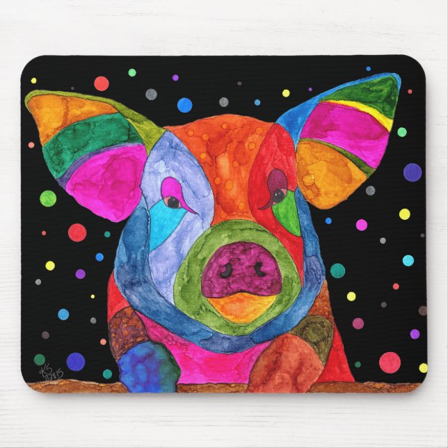 Cute and Colorful Pig Mousepad (Front)
