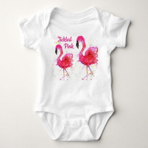 Cute and Colorful Pink Flamingo Baby Bodysuit