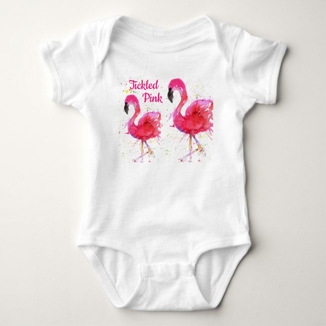 Cute and Colorful Pink Flamingo Baby Bodysuit (Front)