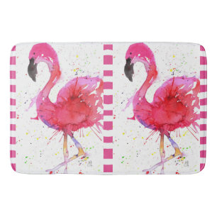 Cute and Colorful Pink Flamingo Bath Mat