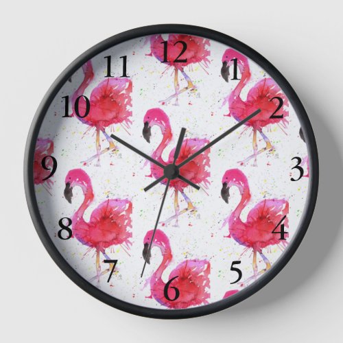Cute and Colorful Pink Flamingo Clock