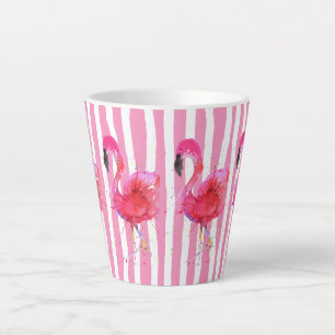 Cute and Colorful Pink Flamingo Latte Mug