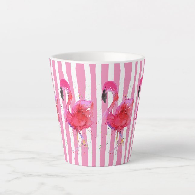 Cute and Colorful Pink Flamingo Latte Mug (Front)